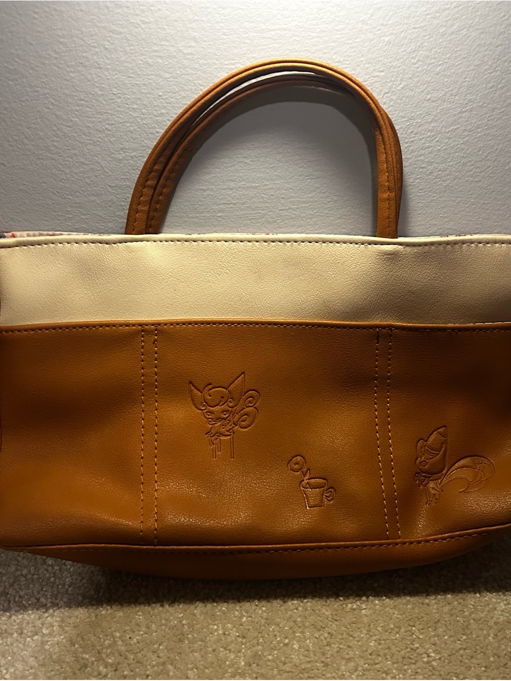 Two-Tone Tan and Cream Tote Bag